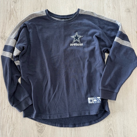 Nfl Apparel Tops - Cowboys Long Sleeve Shirt/sweater - Navy and Gray